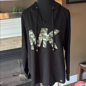 Michael Michael Kors Black Hoodie with Camo MK Logo size 1X